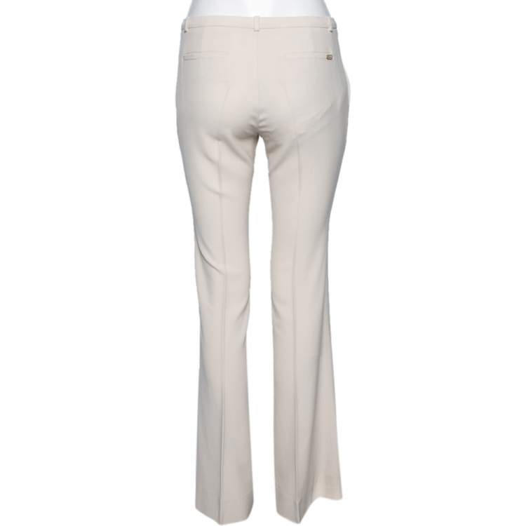 Pre Owned Gucci Cream Wool Crepe Tailored Pants M