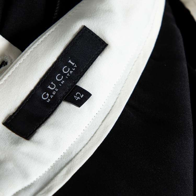 Pre Owned Gucci Black Silk and Leather Trim Drawstring Trouser M
