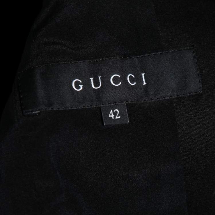 Pre Owned Gucci Green And Metallic Jacquard Long Sleeve Belted Box Jacket M