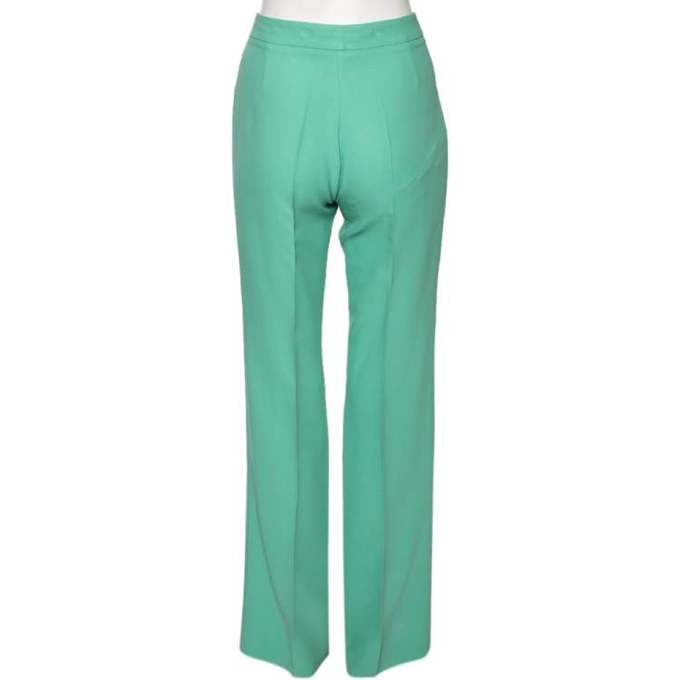 Pre Owned Gucci Mint Green Silk Crepe Straight Pants M 