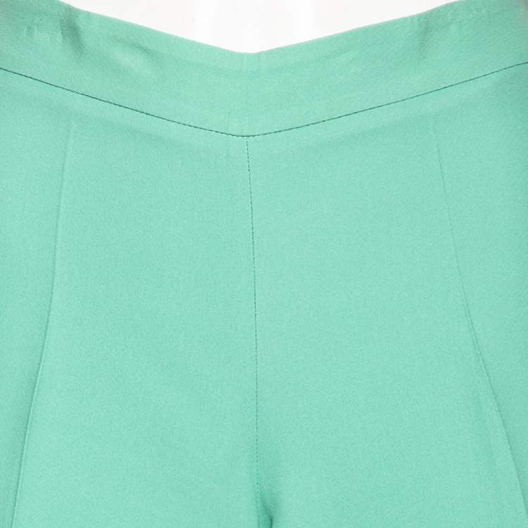 Pre Owned Gucci Mint Green Silk Crepe Straight Pants M 