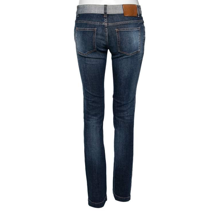 Pre Owned Gucci Blue Denim Horsebit Detailed Jeans M 