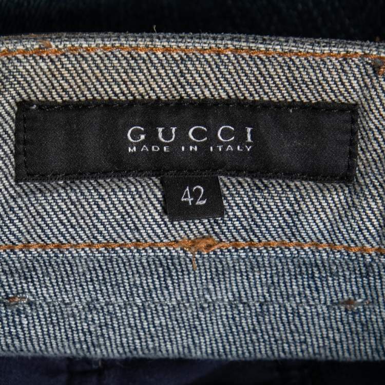 Pre Owned Gucci Blue Denim Horsebit Detailed Jeans M 