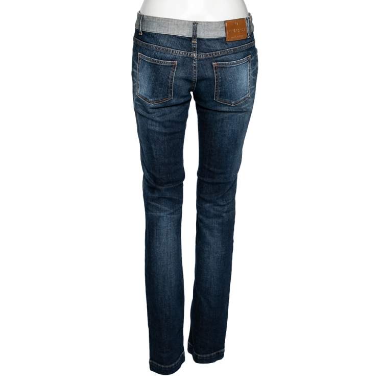 Pre Owned Gucci Blue Denim Horsebit Detailed Jeans M 