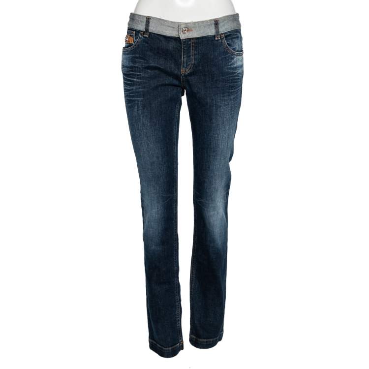Pre Owned Gucci Blue Denim Horsebit Detailed Jeans M 
