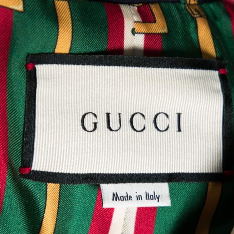 Pre Owned Gucci Navy Blue Crepe Contrast Trimmed Blazer L