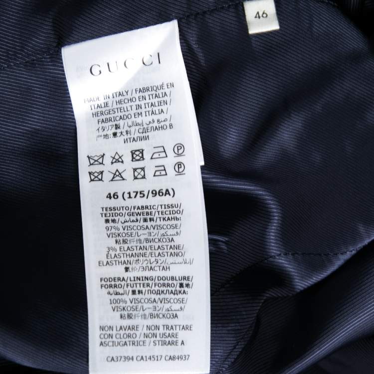 Pre Owned Gucci Navy Blue Crepe Single Breasted Blazer L