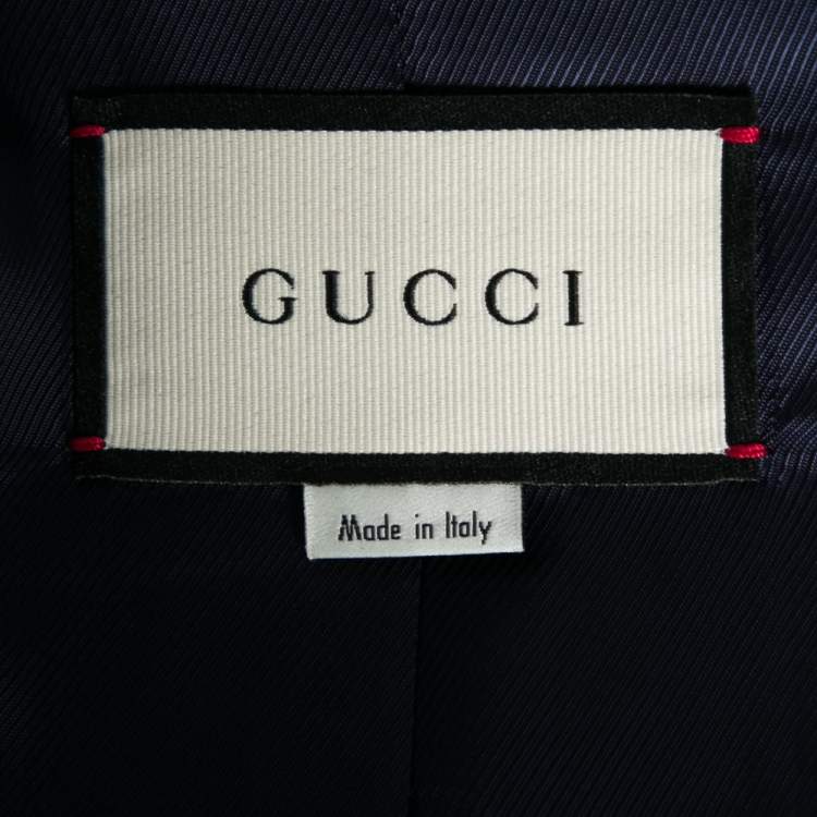 Pre Owned Gucci Navy Blue Crepe Single Breasted Blazer L