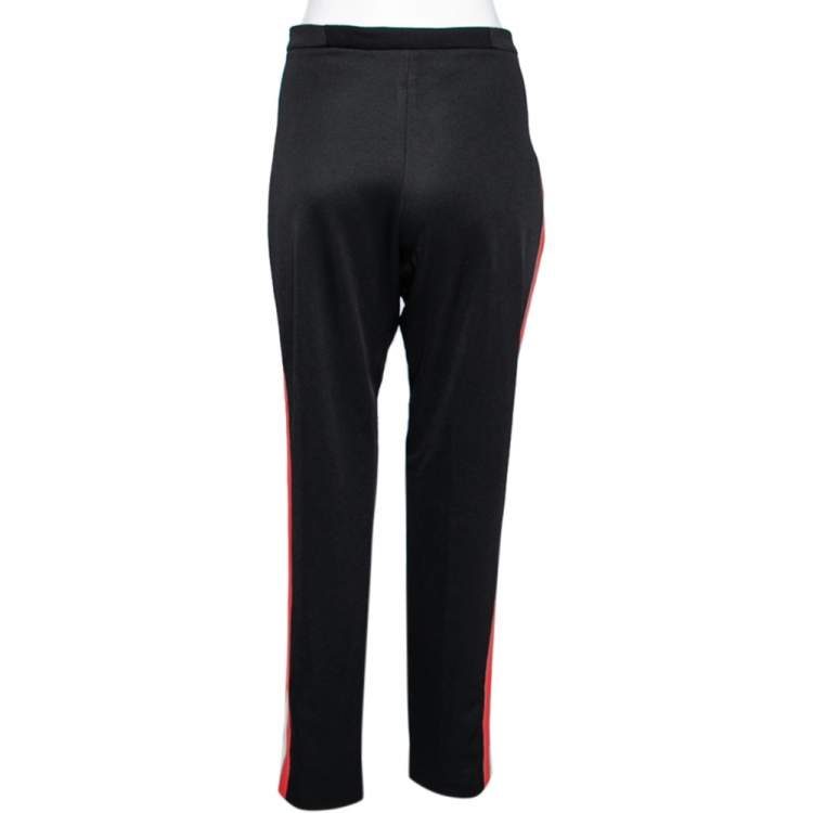 Pre Owned Gucci Black Synthetic Side Stripe Trousers L