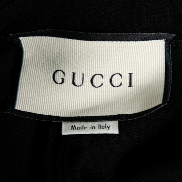 Pre Owned Gucci Black Synthetic Side Stripe Trousers L