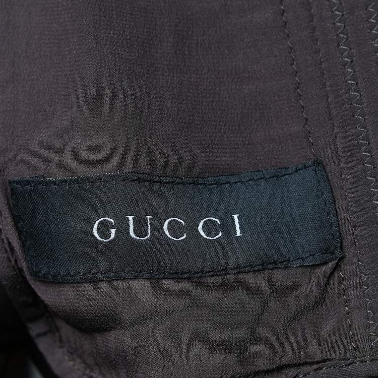مملوكة مسبقًا Gucci Brown Stitched Leather Zip Front Jacket M