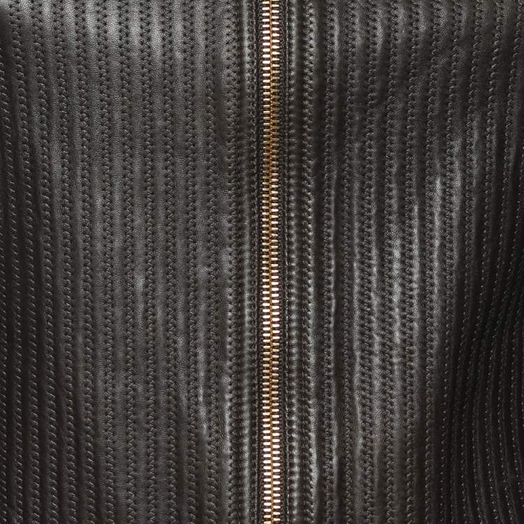 مملوكة مسبقًا Gucci Brown Stitched Leather Zip Front Jacket M