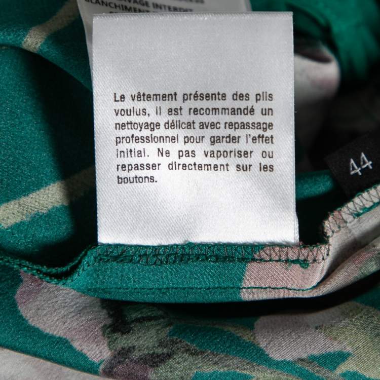 Pre Owned Gucci Green Floral Printed Silk Pants M