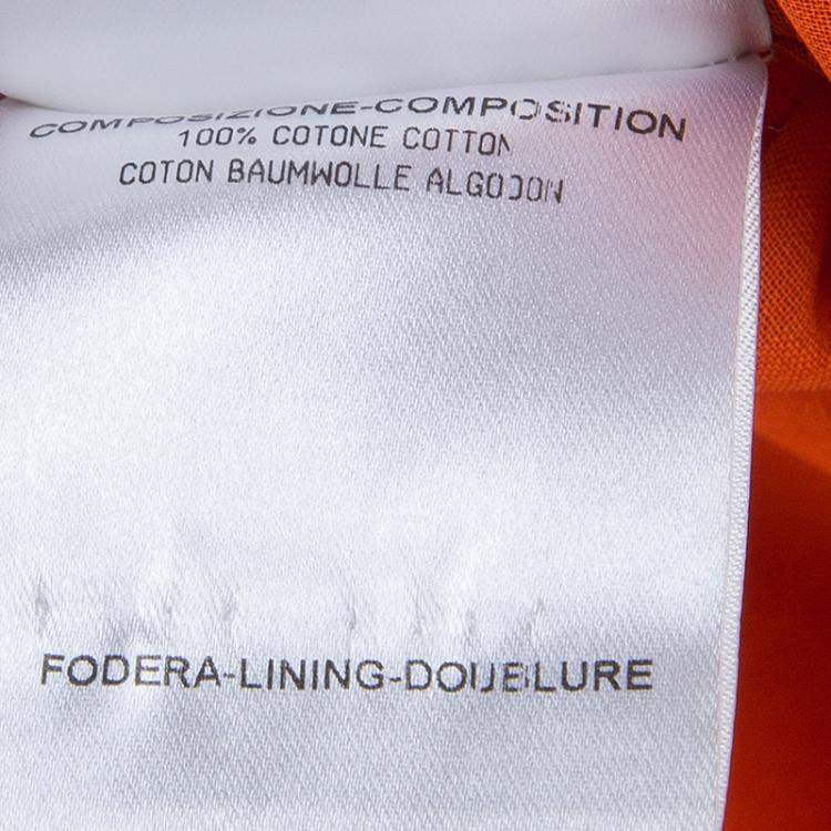 Pre Owned Gucci Orange Front Tie Detail Short Sleeve Cotton Blouse  S