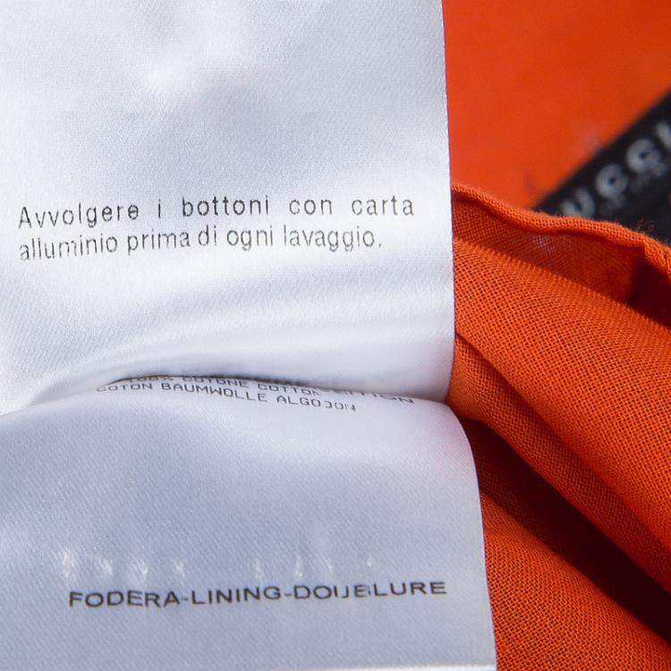 Pre Owned Gucci Orange Front Tie Detail Short Sleeve Cotton Blouse  S