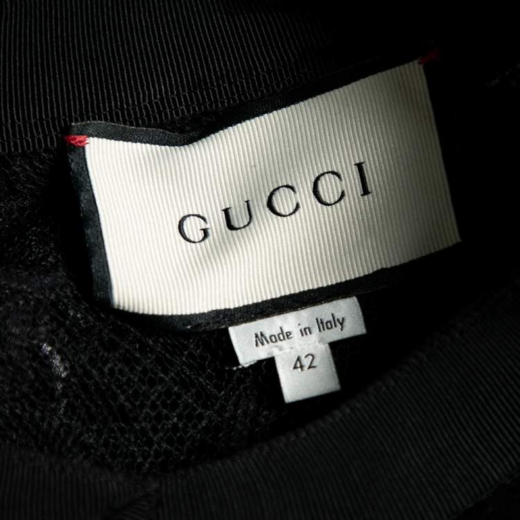 Pre Owned Gucci Black Mesh Laser Cut GG Long Sleeve Button Front Jacket M