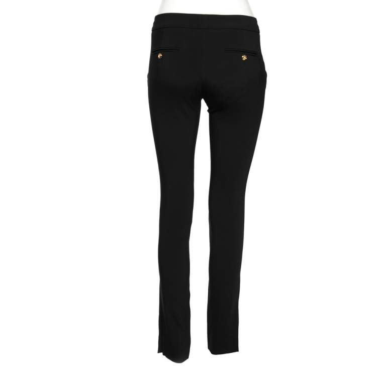 Pre Owned Gucci Black Crepe Button Detail Tapered Leg Pants S