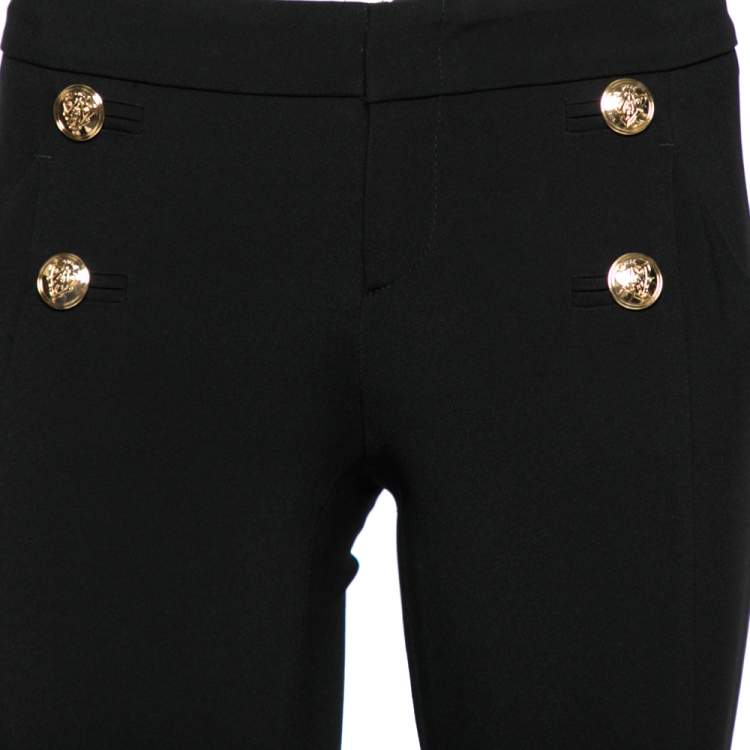Pre Owned Gucci Black Crepe Button Detail Tapered Leg Pants S