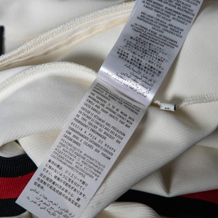 Pre Owned Gucci Cream Jersey Knit Web Stripe Trimmed Bomber Jacket M