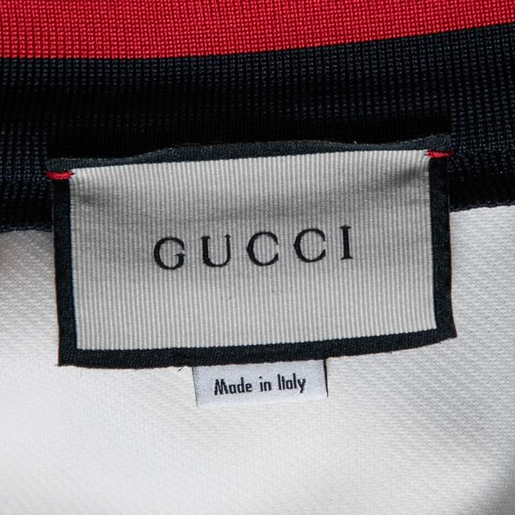 Pre Owned Gucci Cream Jersey Knit Web Stripe Trimmed Bomber Jacket M