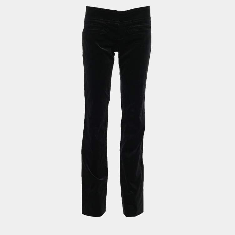 Pre Owned Gucci Black Velvet Horsebit Detail High Waist Trousers M