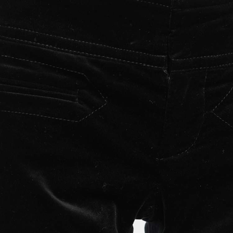 Pre Owned Gucci Black Velvet Horsebit Detail High Waist Trousers M