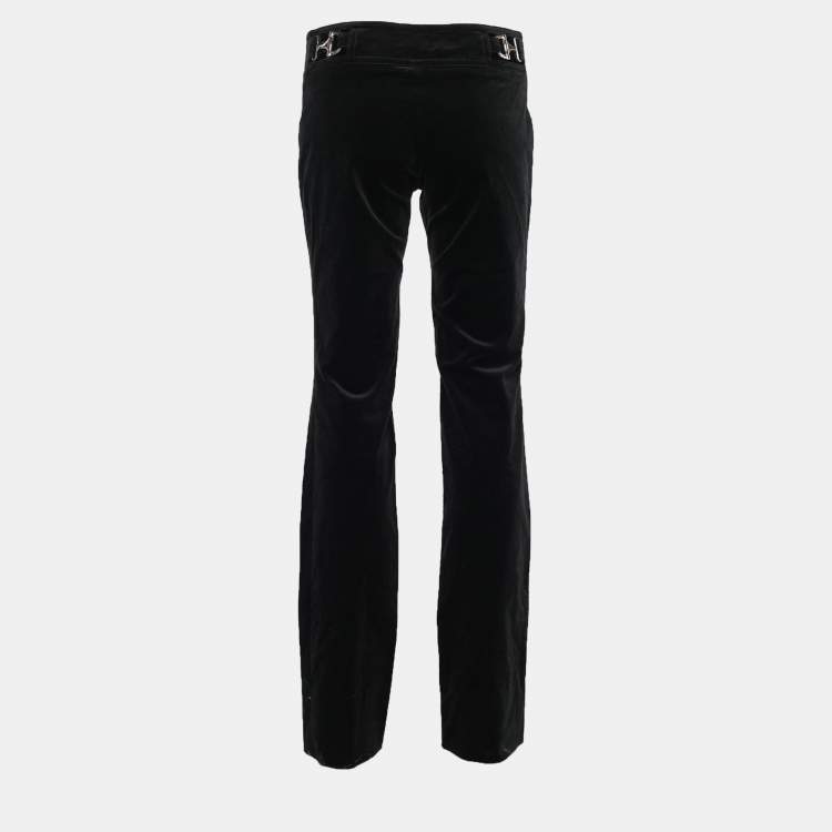 Pre Owned Gucci Black Velvet Horsebit Detail High Waist Trousers M