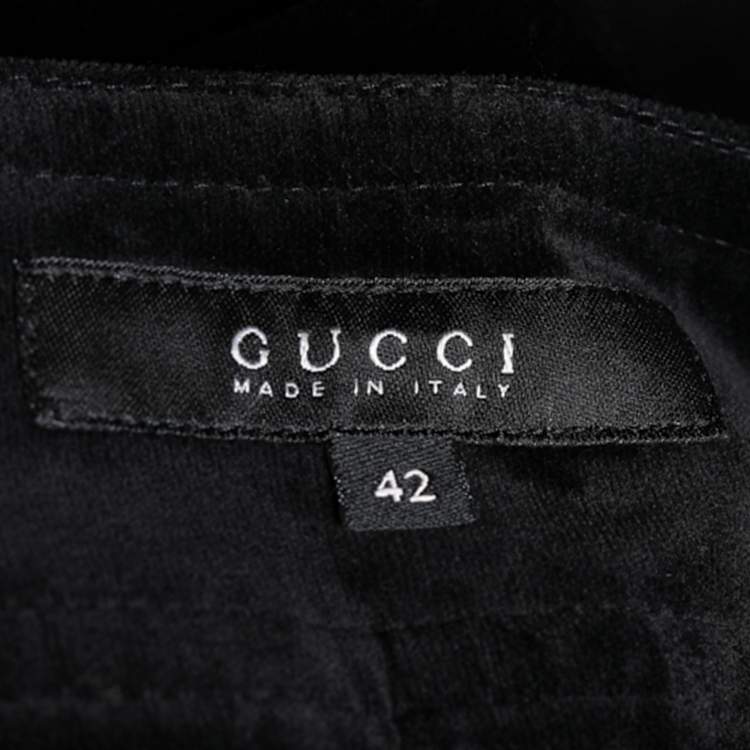 Pre Owned Gucci Black Velvet Horsebit Detail High Waist Trousers M