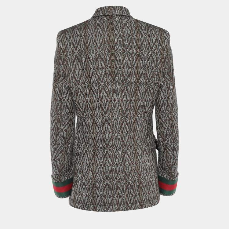 Pre Owned Gucci Brown Tweed Double Breasted Blazer S