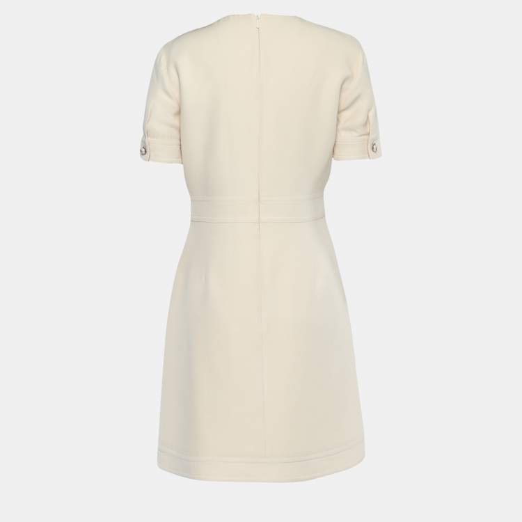 Gucci Cream Crepe Button Detail Mini Dress M Gucci TLC