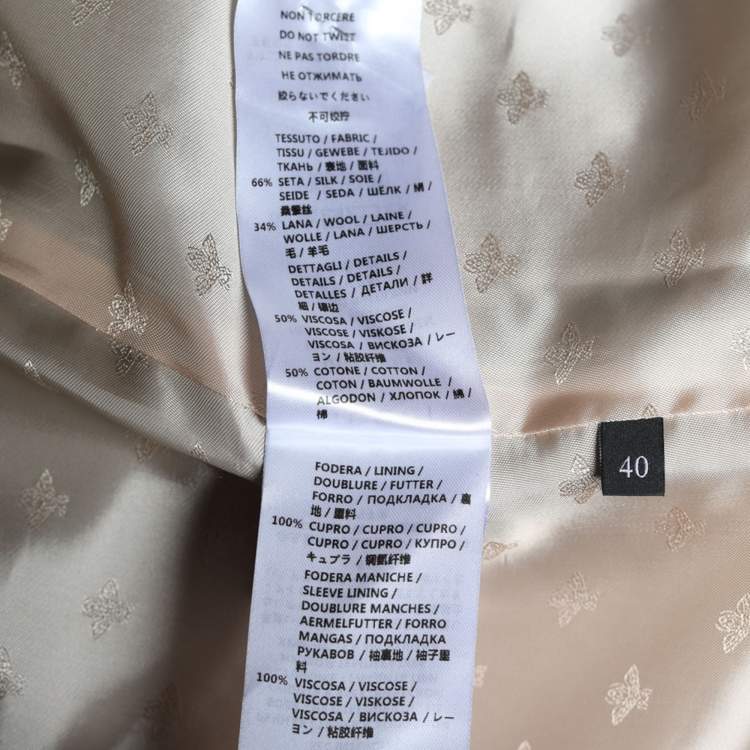 Pre Owned Gucci Black Silk Wool Button Front Web Trim Coat S