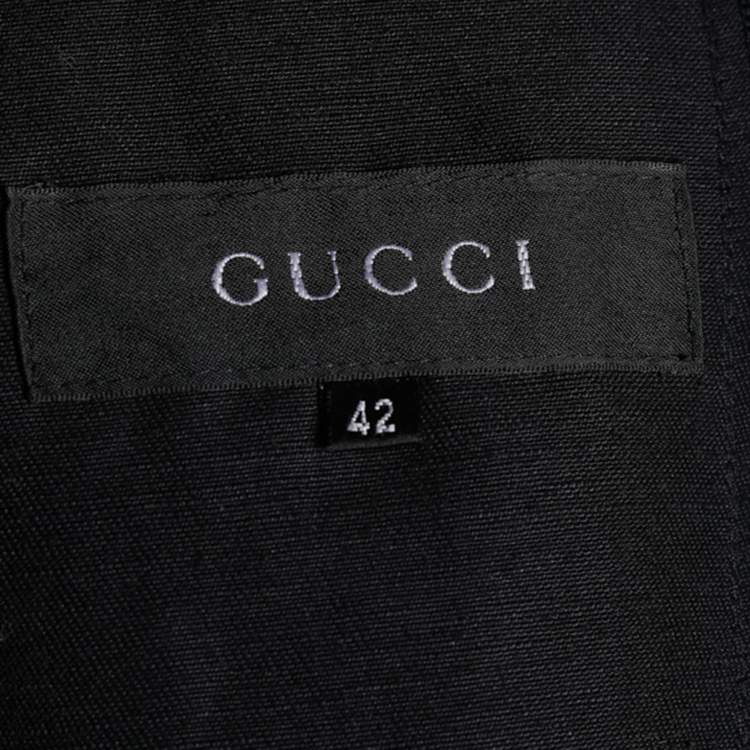 Pre Owned Gucci Vintage Black Linen Blend Button Front Jacket M
