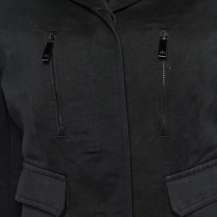 Pre Owned Gucci Vintage Black Linen Blend Button Front Jacket M