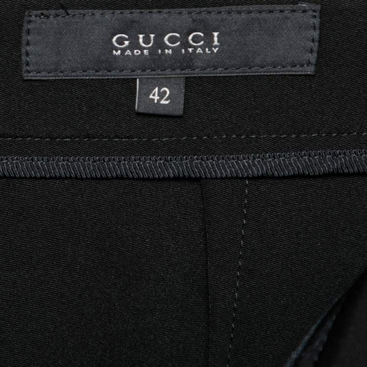 Pre Owned Gucci Black Crepe Zipped Hem Detail Slim Fit Pants M