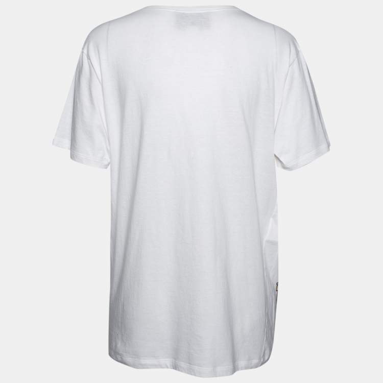 Pre Owned Gucci White Cotton Angelica Hicks Printed Limited Edition Crew Neck Top M
