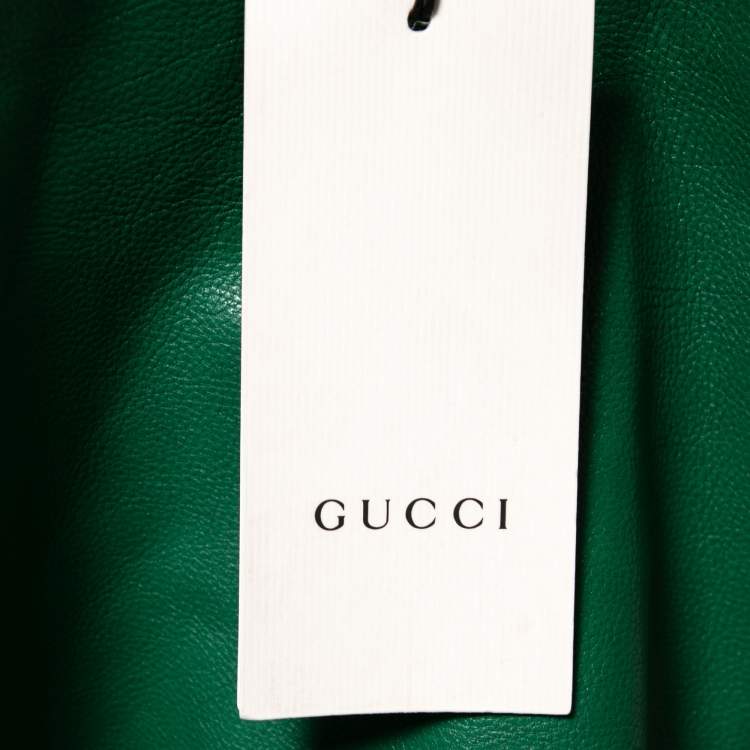 Pre Owned Gucci Green Leather Pencil Midi Skirt M