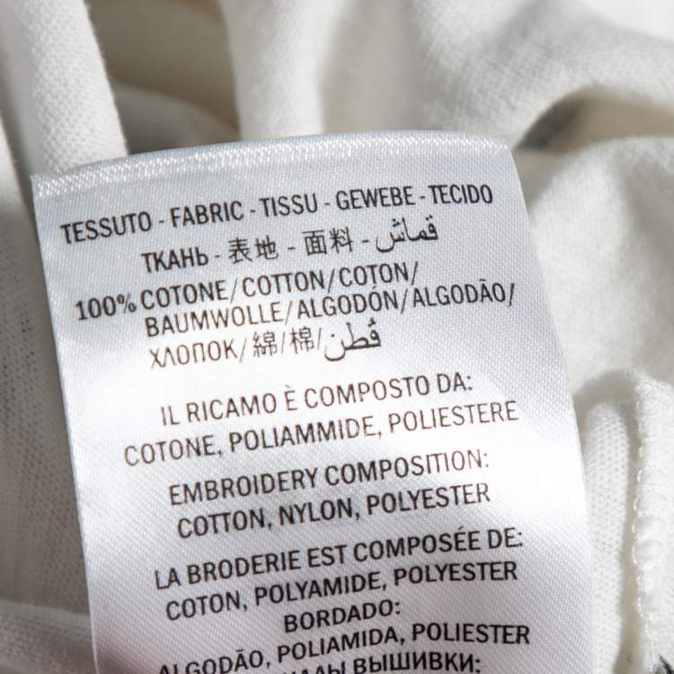 Pre Owned Gucci White Logo Printed & Embroidered Cotton Distressed T-Shirt XS