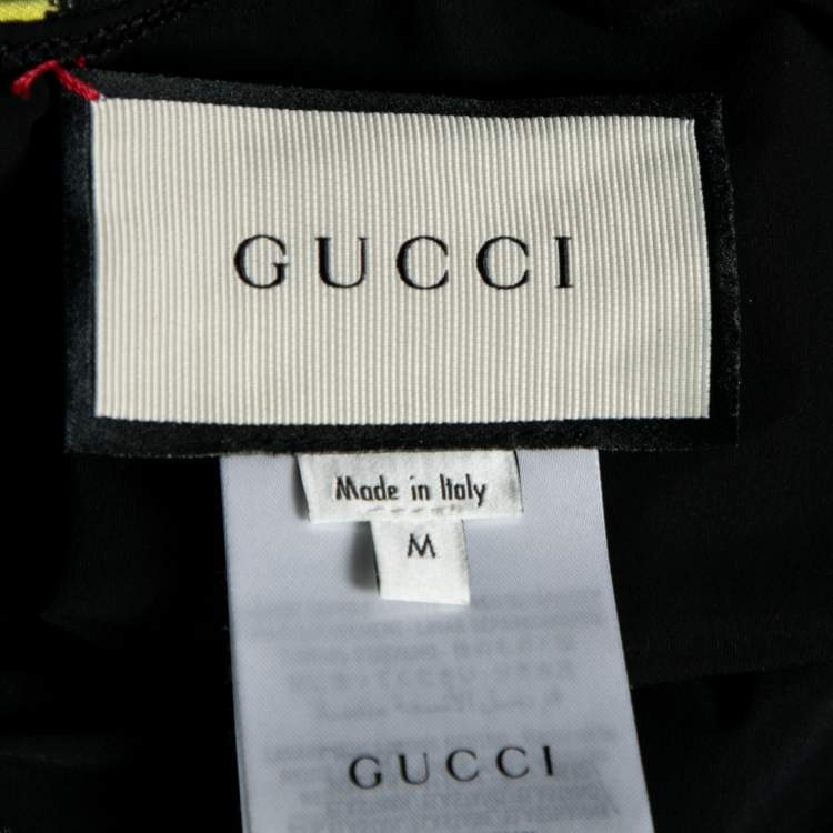 Pre Owned Gucci Black and Yellow Zebra Print Sparkling Swimsuit M