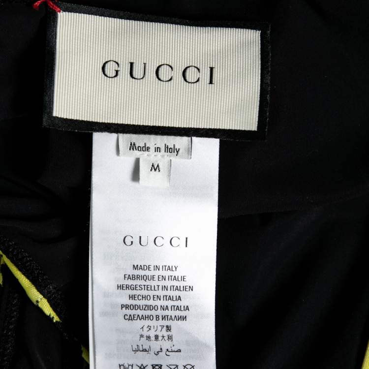 Pre Owned Gucci Black and Yellow Zebra Print Sparkling Swimsuit M