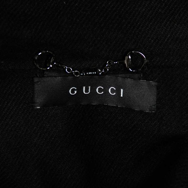 Pre Owned Gucci Black Cashmere Hooded Cape Coat S