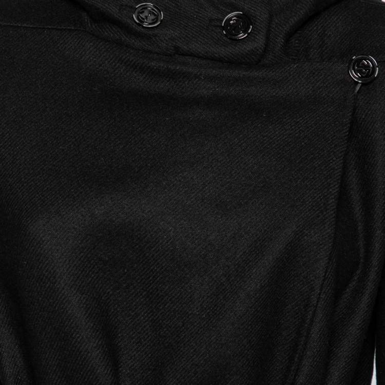 Pre Owned Gucci Black Cashmere Hooded Cape Coat S