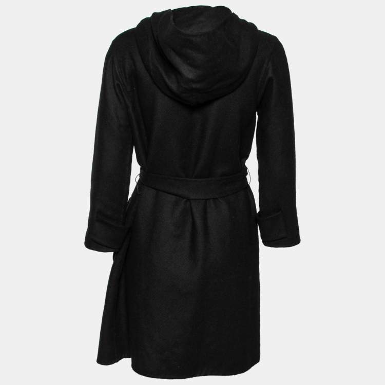 Pre Owned Gucci Black Cashmere Hooded Cape Coat S