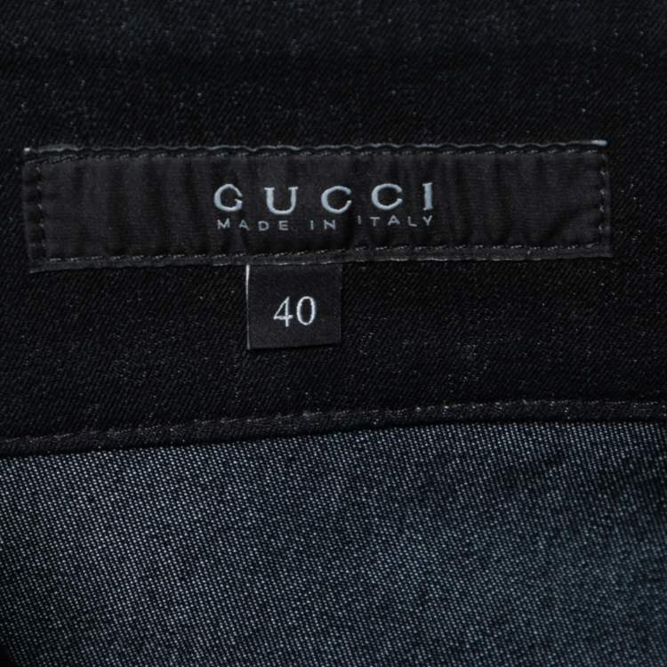 Pre Owned Gucci Navy Blue Cotton Belted Jeans S