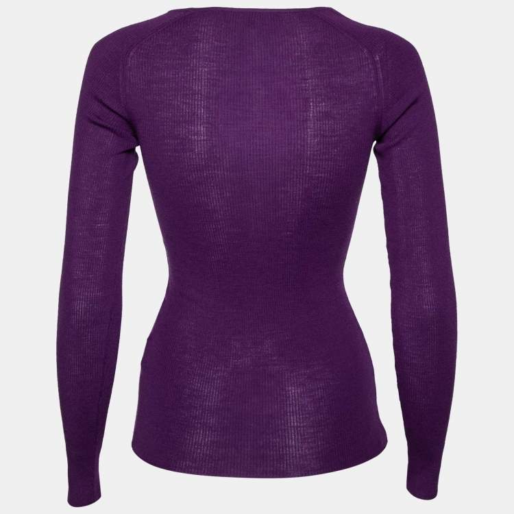 Pre Owned Gucci Purple Wool Knit Long Sleeve Sweater L