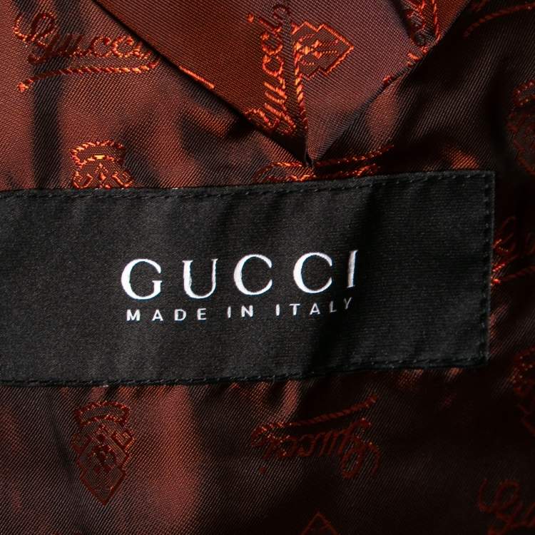 Pre Owned Gucci Red Synthetic Web Line Safari Coat L