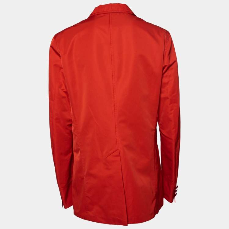 Pre Owned Gucci Red Synthetic Web Line Safari Coat L
