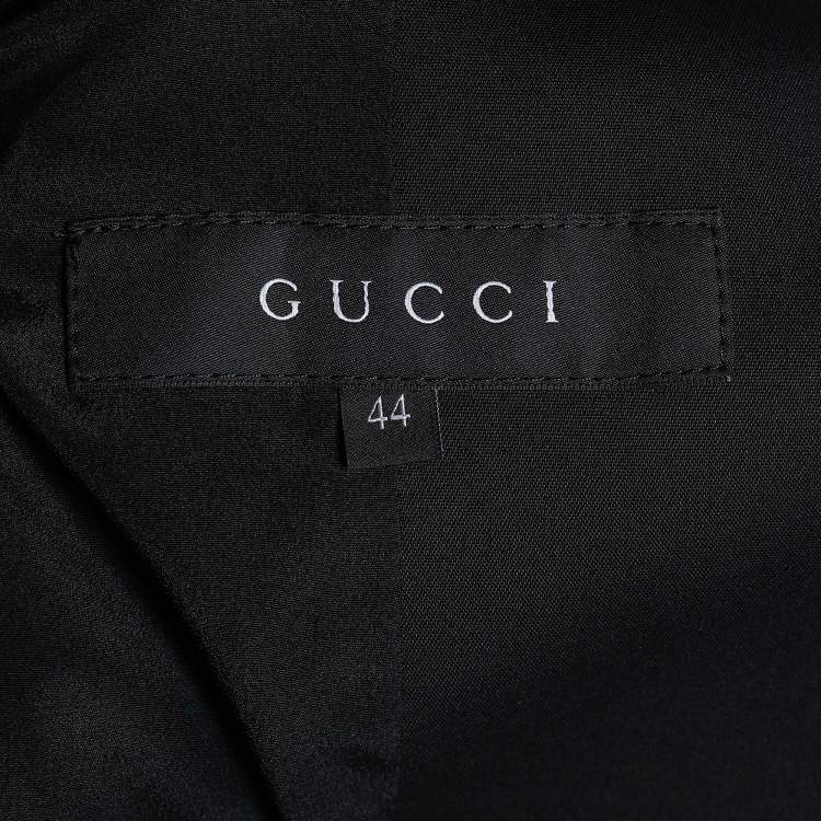 Pre Owned Gucci Black Cotton Long Sleeve Belted Zip Front Jacket M