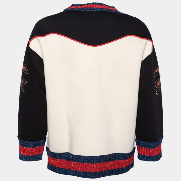 Pre Owned Gucci Multicolor Cotton Butterfly Embroidered Sweatshirt M
