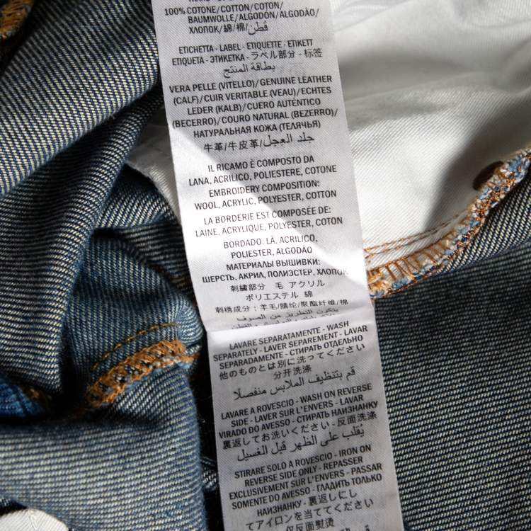 Pre Owned Gucci Navy Blue Cotton Embroidered Jeans S