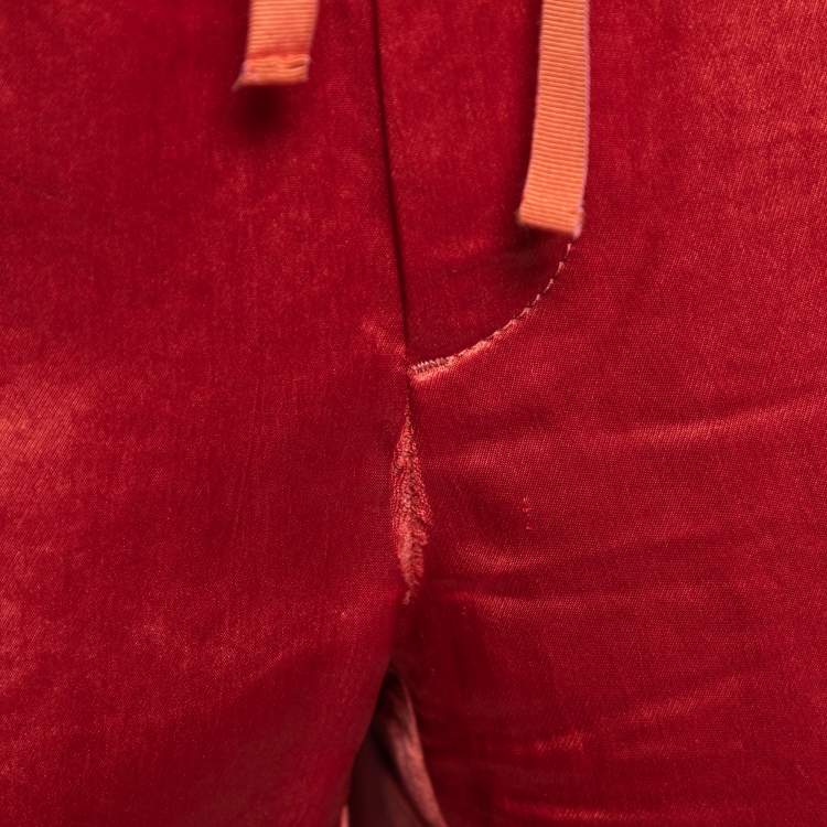 Pre Owned Gucci Orange Silk Gucci Stripe Jogging Pants L